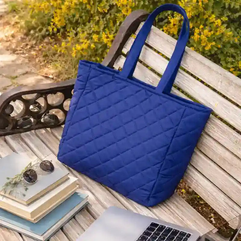 Navy Fluffy Puffer Diamond Style Bag